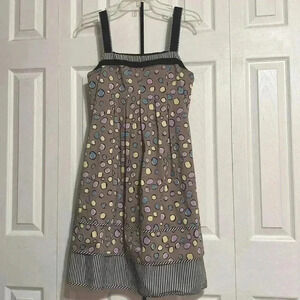 BCBG Maxazria tan & black polka dot apron dress size 2